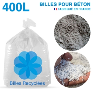 400 litres de billes et poussières de polystyrène recyclé pour béton