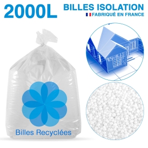 2000 litres, 2M3 de billes de polystyrène recyclé pour isolation