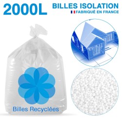 2000 litres, 2M3 de billes de polystyrène recyclé pour isolation