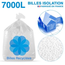 7000 litres, 7M3 de billes de polystyrène recyclé pour isolation