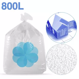 800 litros de bolitas de poliestireno reciclado para aislamiento